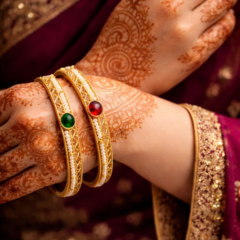 Beautiful Pearl & Stone Bangles